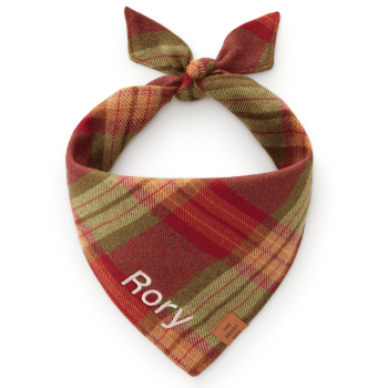 Orchard Plaid Flannel Dog Bandana from The Foggy Dog